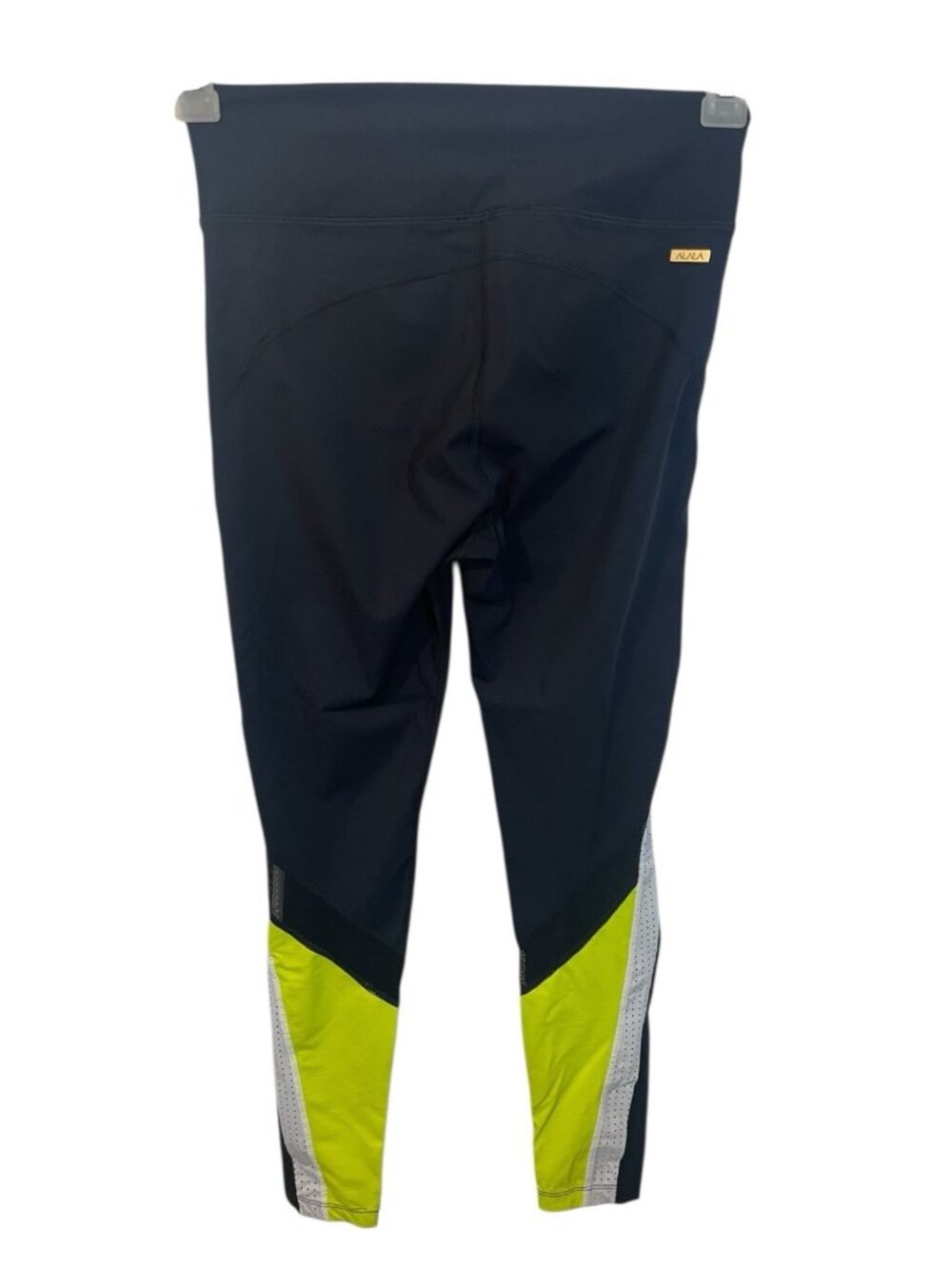 ALALA Women's Size Small Colorblock Mesh 7/8 Leggings Black White Lime $110